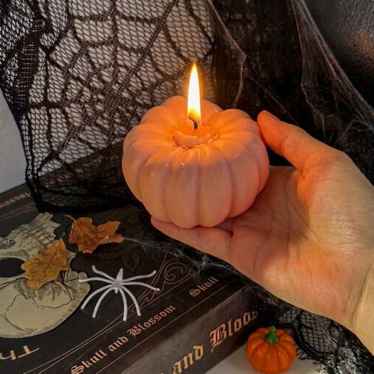 Vela Calabaza Rústica artesanal en decoración otoñal