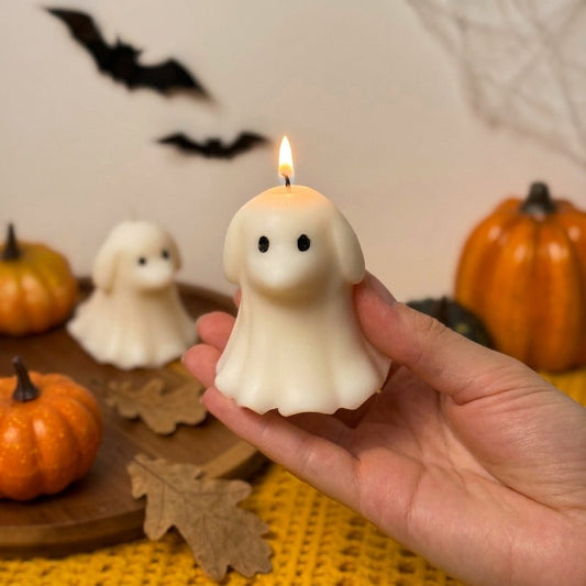 Vela Perro Fantasma artesanal para decoración de Halloween