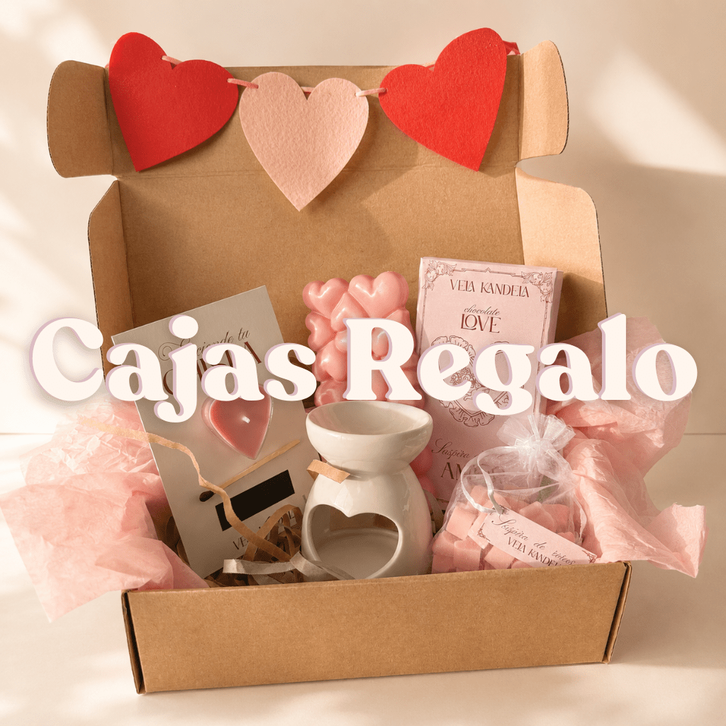 Cajas regalo con velas y wax melts artesanales de Velakandela