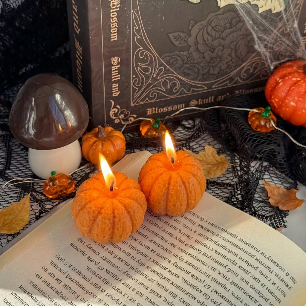 Velas de soja con forma de calabaza en tres tamaños