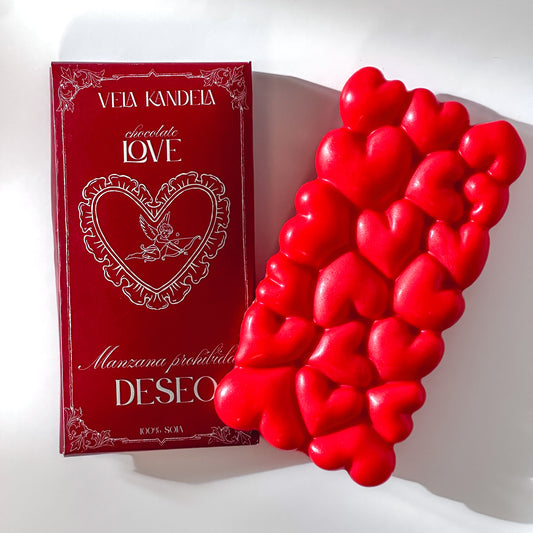 Velas de cera Wax Melts Chocolate Bar de VelaKandela con aroma de manzana prohibida, mostrando las cera en forma de barra.