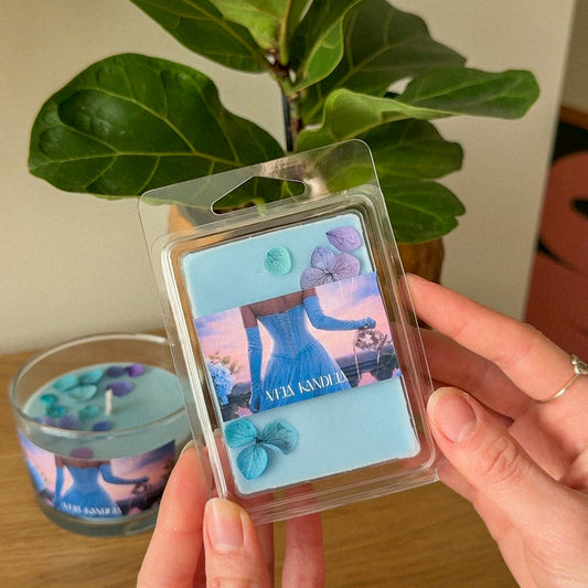 Pastillas de cera aromática VelaKandela "Un secreto bien guardado" con fragancia suave, en caja decorativa, para aromatizar espacios.