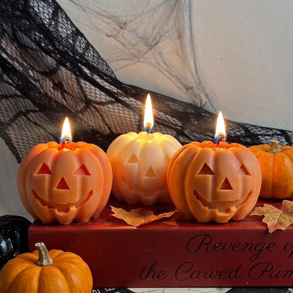 Vela Jack-O’-Lantern artesanal para decoración de Halloween