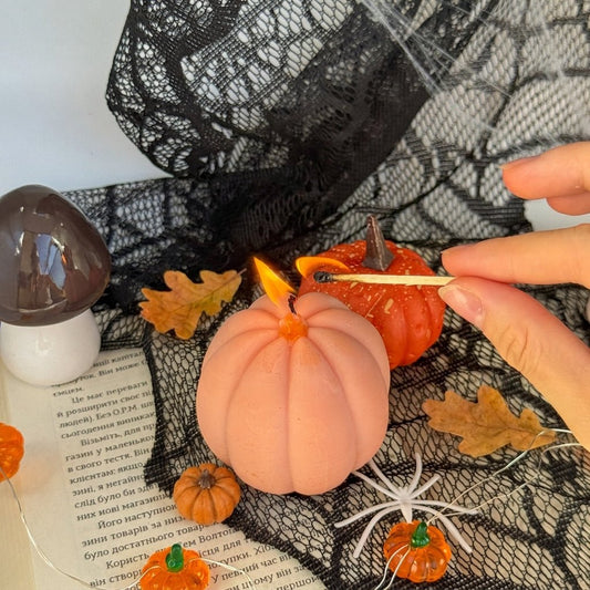 Vela Calabaza de Otoño artesanal en decoración otoñal