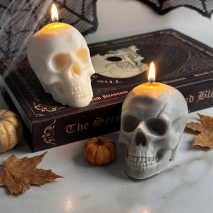 Vela Calavera Clásica artesanal con decoración de Halloween