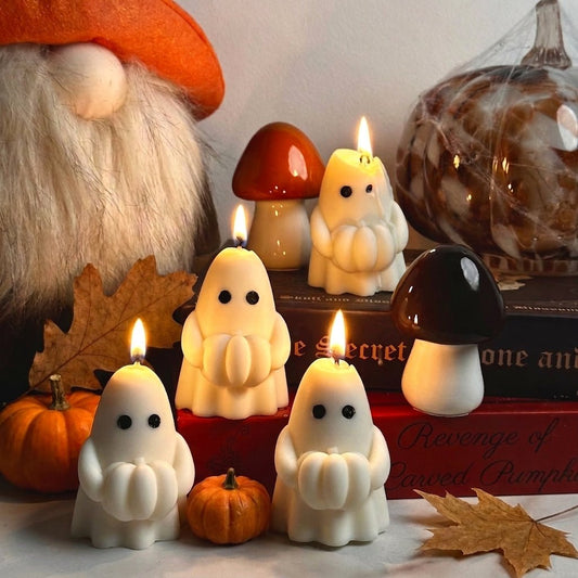 Vela Fantasma Clásico artesanal con calabaza de Halloween