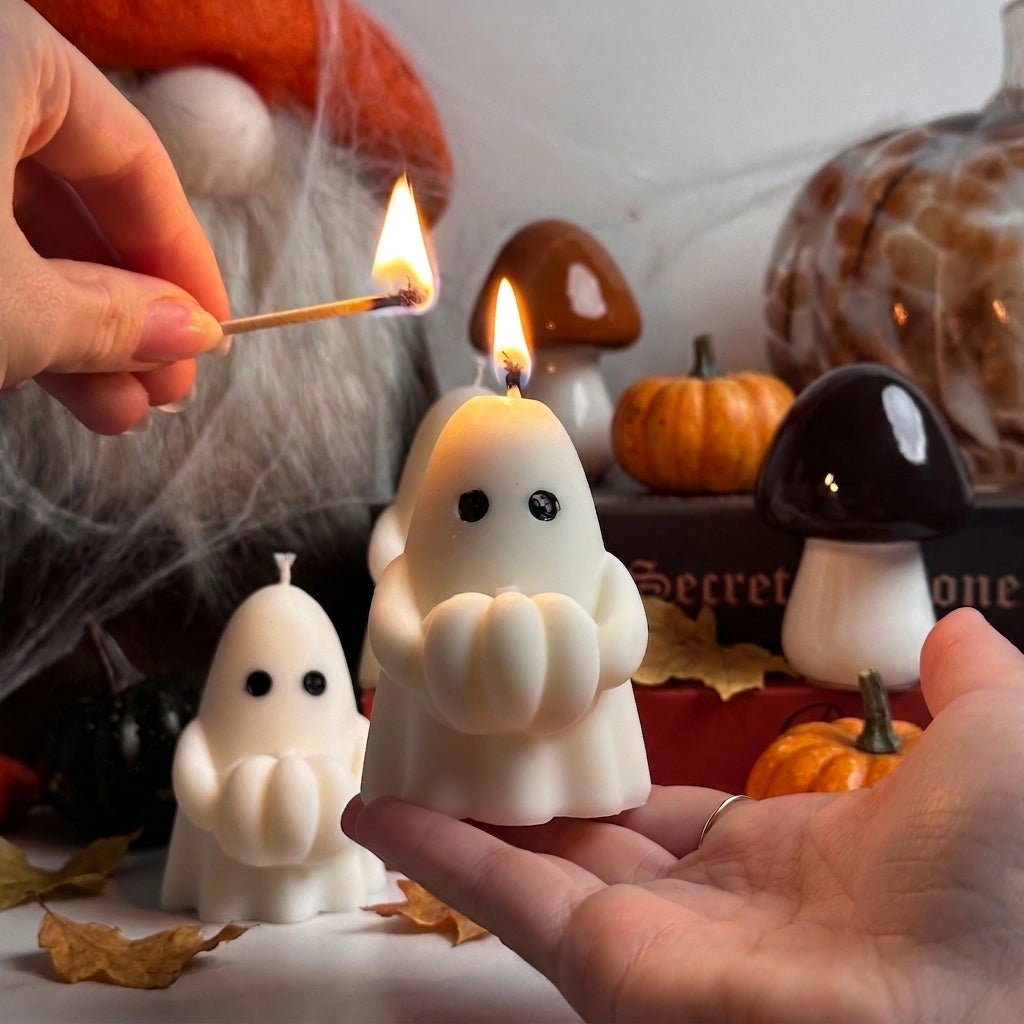 Vela decorativa Fantasma con Calabaza de cera de soja