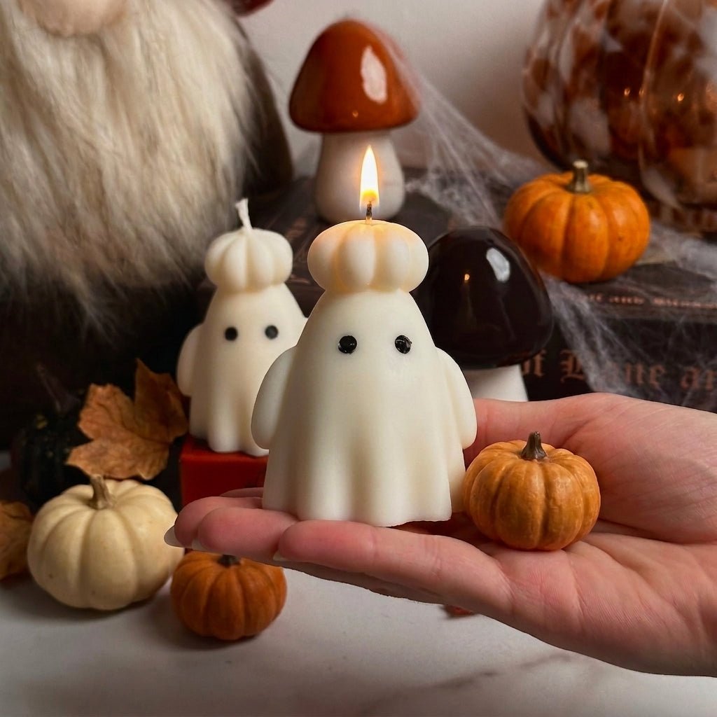 Vela decorativa Fantasma con Sombrero de Calabaza de cera de soja