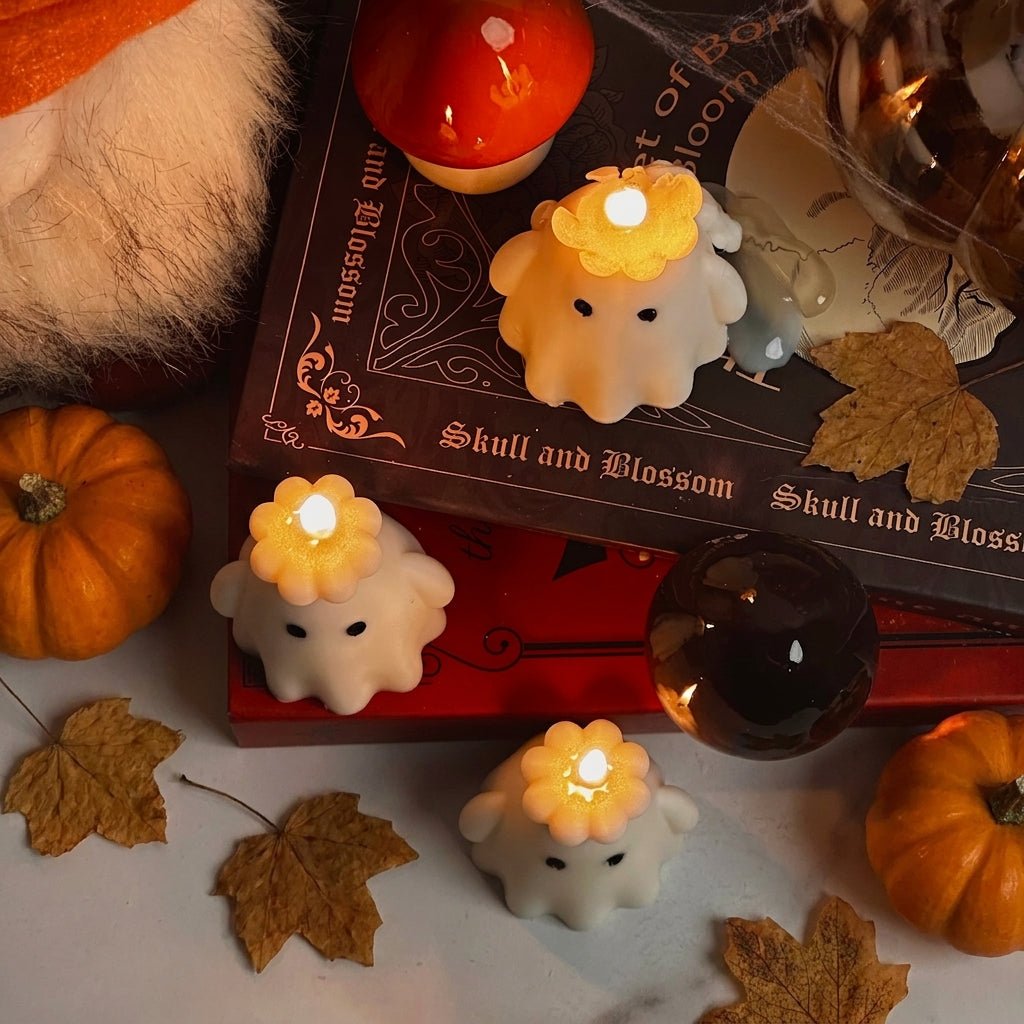 Vela Fantasma con calabaza para decoración de Halloween