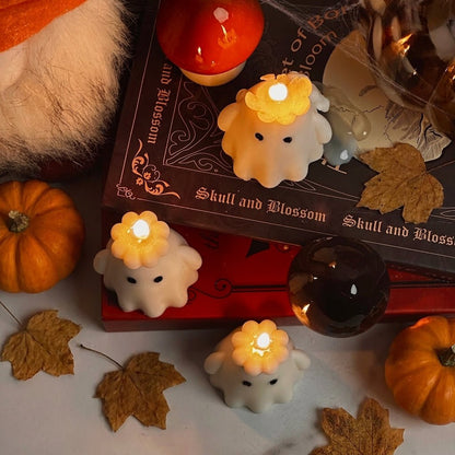 Vela Fantasma con calabaza para decoración de Halloween