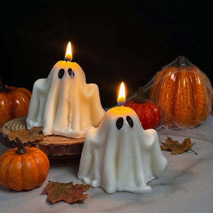 Vela decorativa Fantasma para un rincón de Halloween