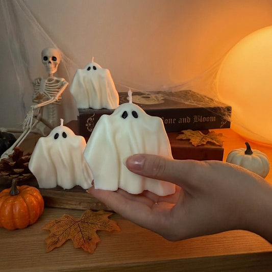 Vela Fantasma Encantador artesanal en decoración de Halloween