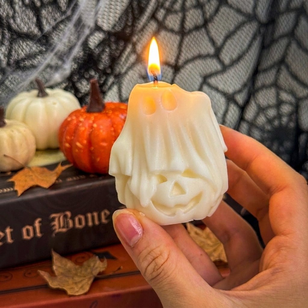 Vela Fantasma Flotante artesanal con calabaza de Halloween