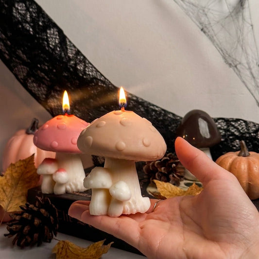 Vela Seta Encantada artesanal en decoración de otoño