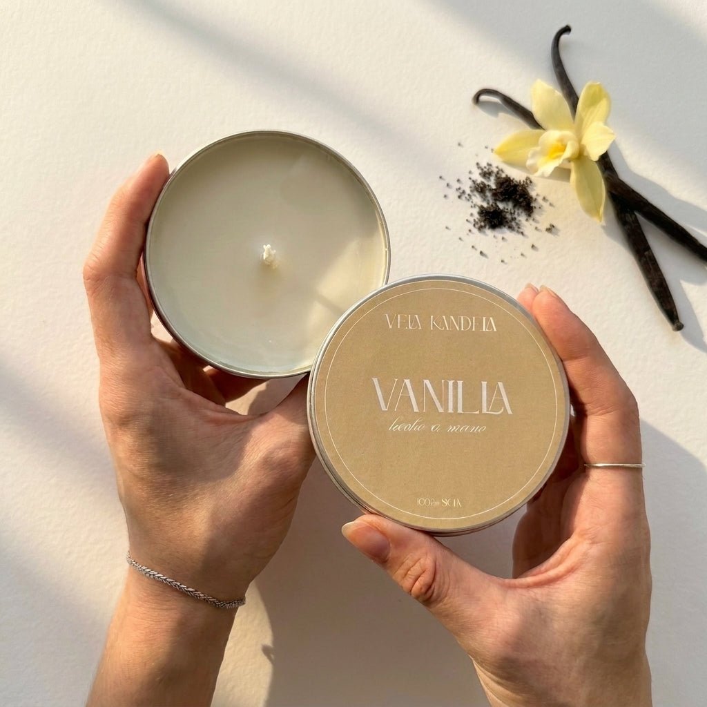 Vela aromática Vainilla Suave en lata de soja